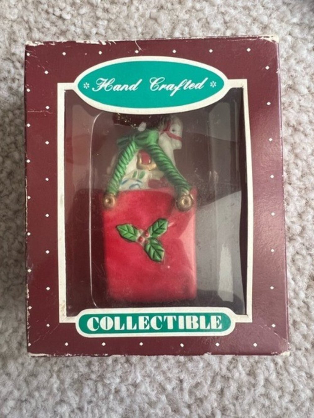 Vintage Hand Crafted Christmas Ornament Stocking Horse Collectible Box